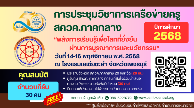 การประชุมวิชาการเครือข่ายครู สควค.ภาคกลาง ปี 2568